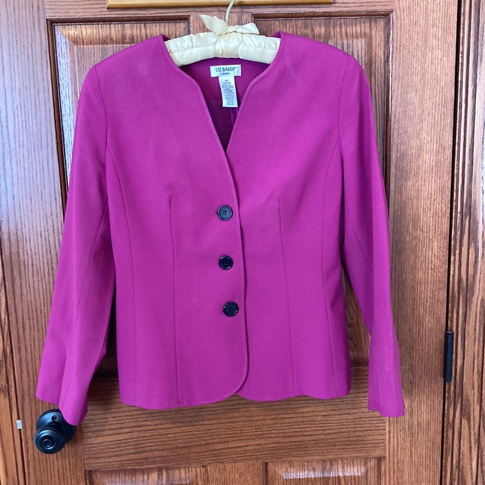 Liz Baker Collarless Womens Hot Pink/Fuchsia Jacket